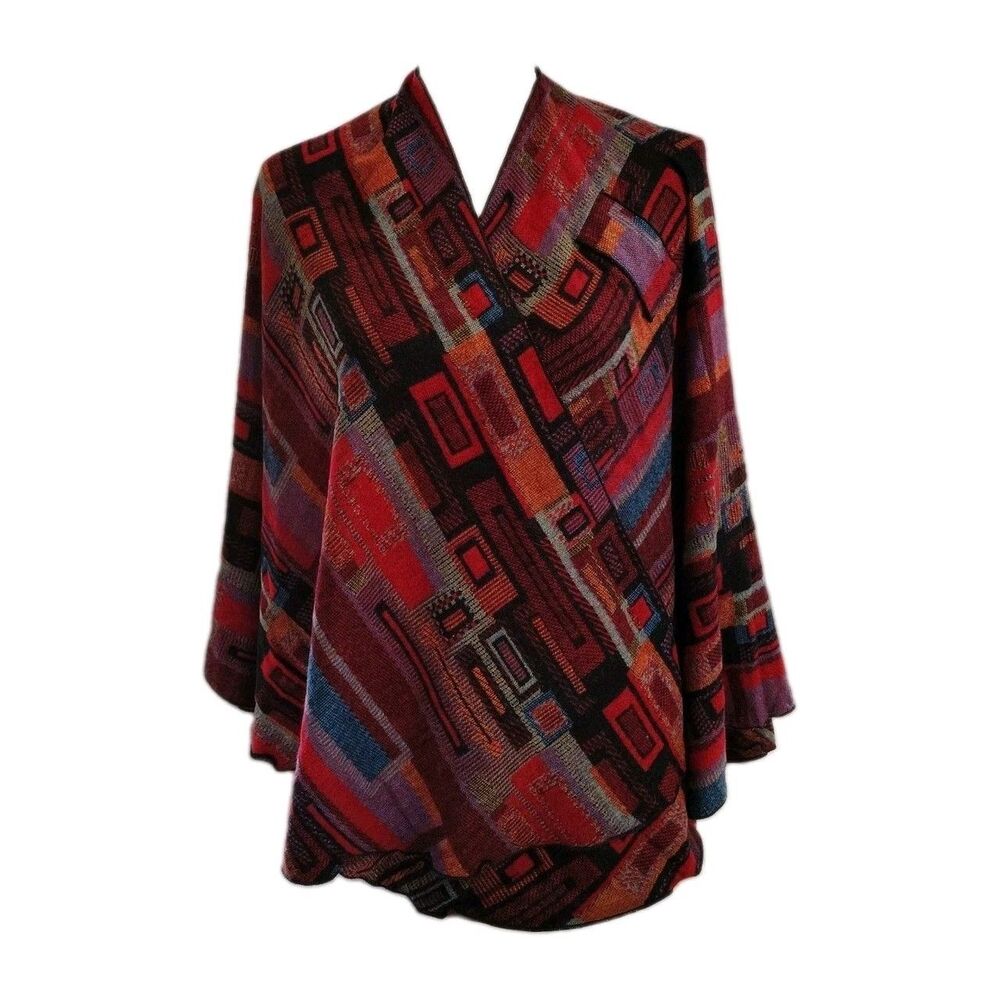 Rapti 100% Cashmere Buckle Shawl Women's Abstract Reversible Wrap NWOT